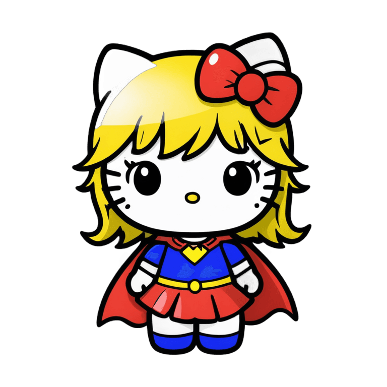 Hello Kitty, personaje de héroe, chica poderosa, elokitty, disfraz de superheroína, héroe de cómic