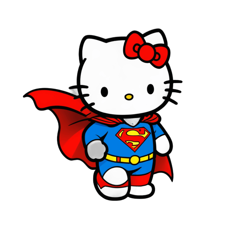 Hello Kitty,Hello Kitty Superman Clipart PNG,Gato - Superman,Supergirl,El Superhéroe Más Fuerte,Gato Antropomórfico