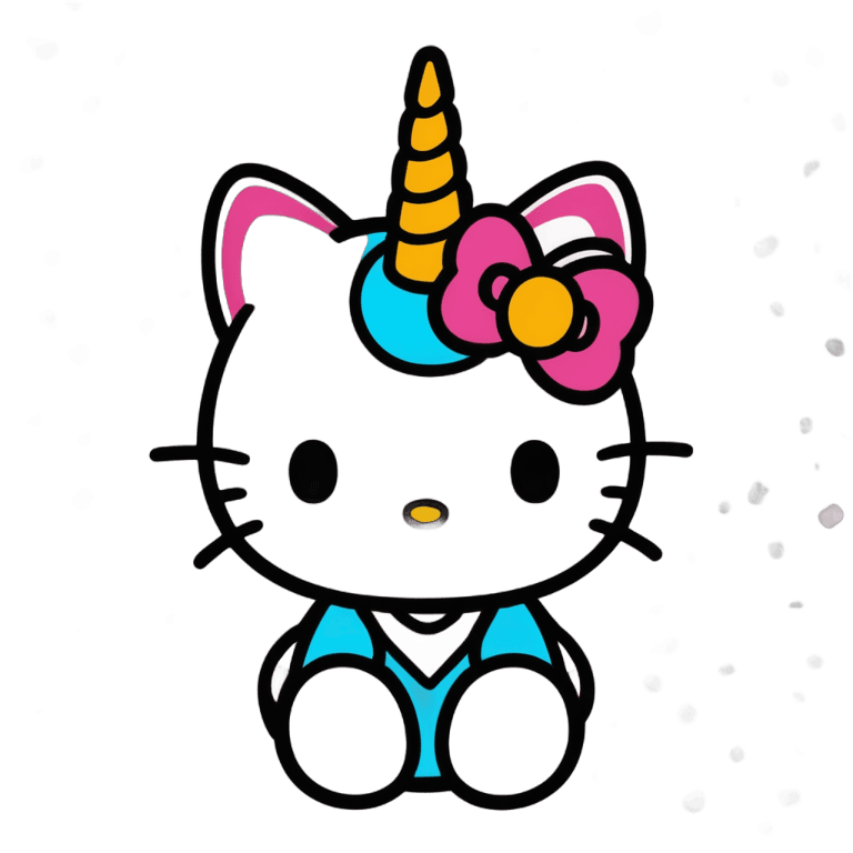 hello kitty,unicorn,a unicorn,flash image,lisa frank style,a mythical creature