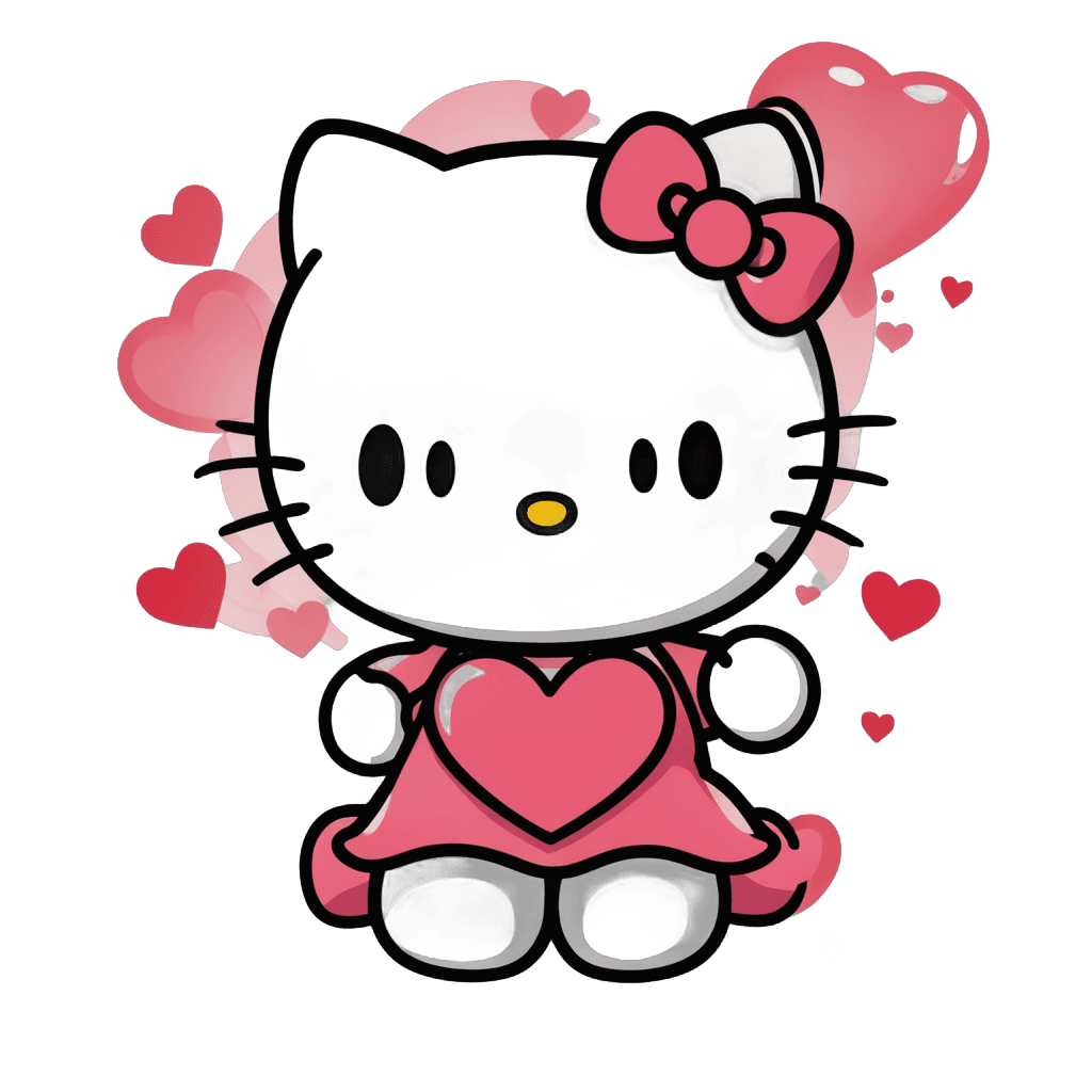 hello kitty,cute!! chibi!!! catgirl,elokitty,cute cartoon character,cute! c4d,anthropomorphic female cat