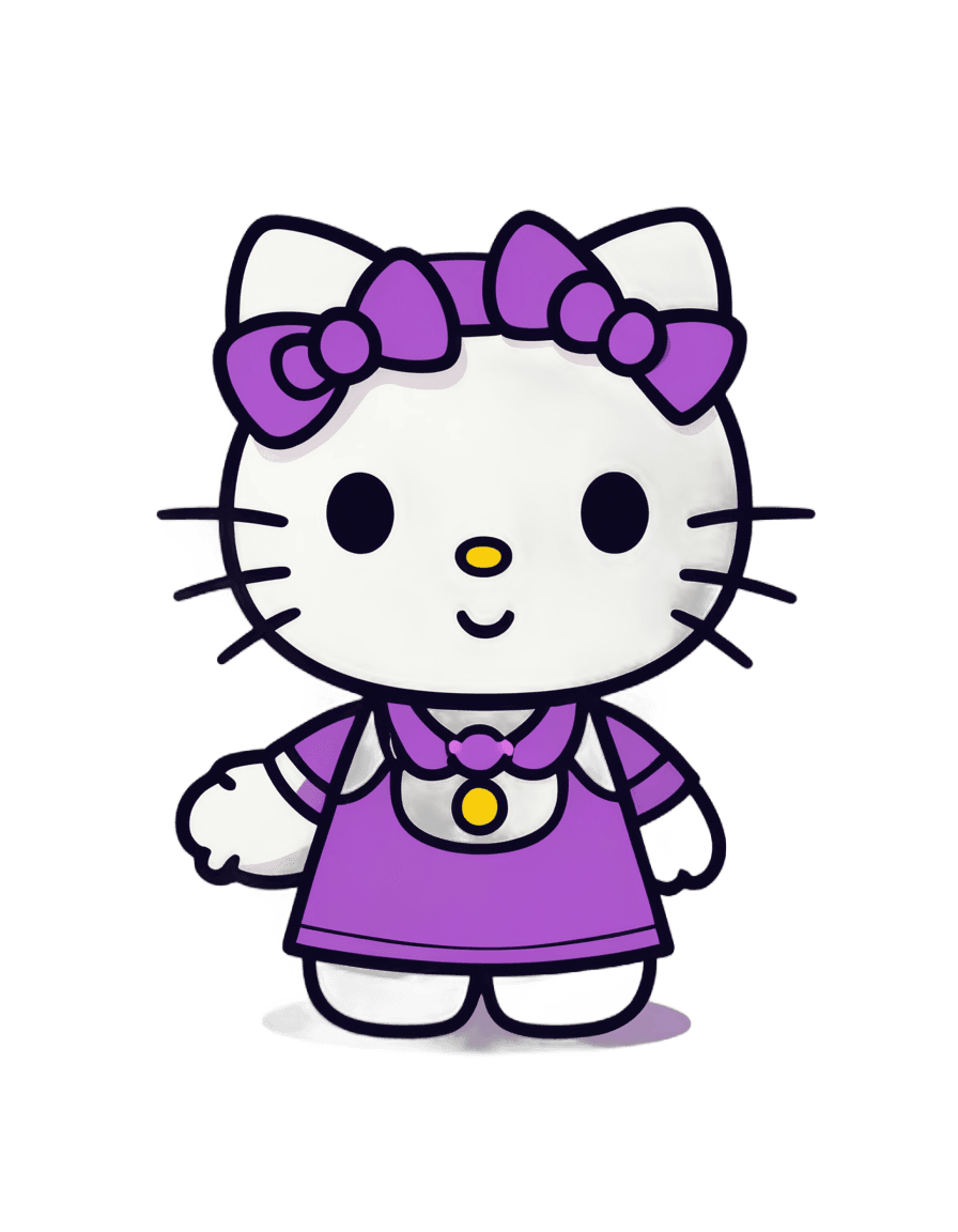 hello kitty,hello kitty violet png,anthropomorphic female cat,kitty,cute cartoon character,elokitty