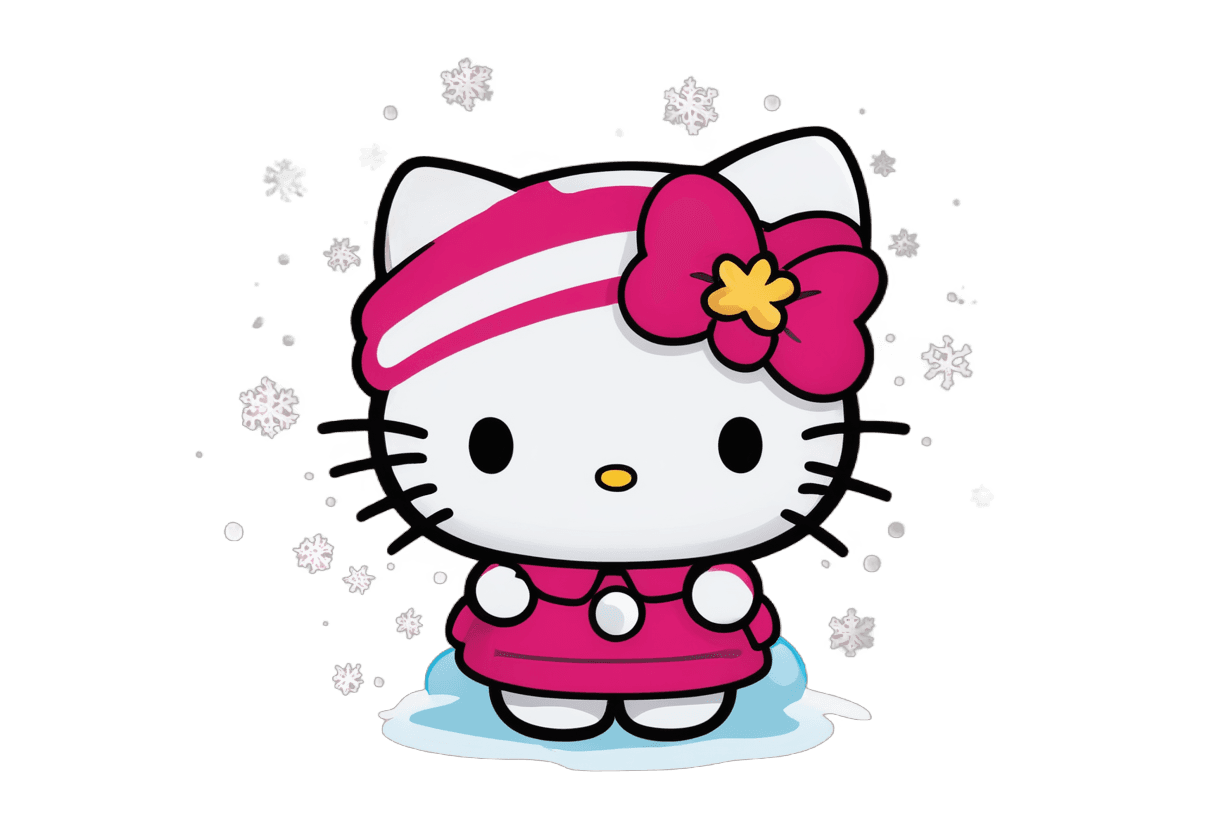 hello kitty,hello kitty winter background png,cute cartoon character,sanrio,anthropomorphic female cat,cute cartoon style