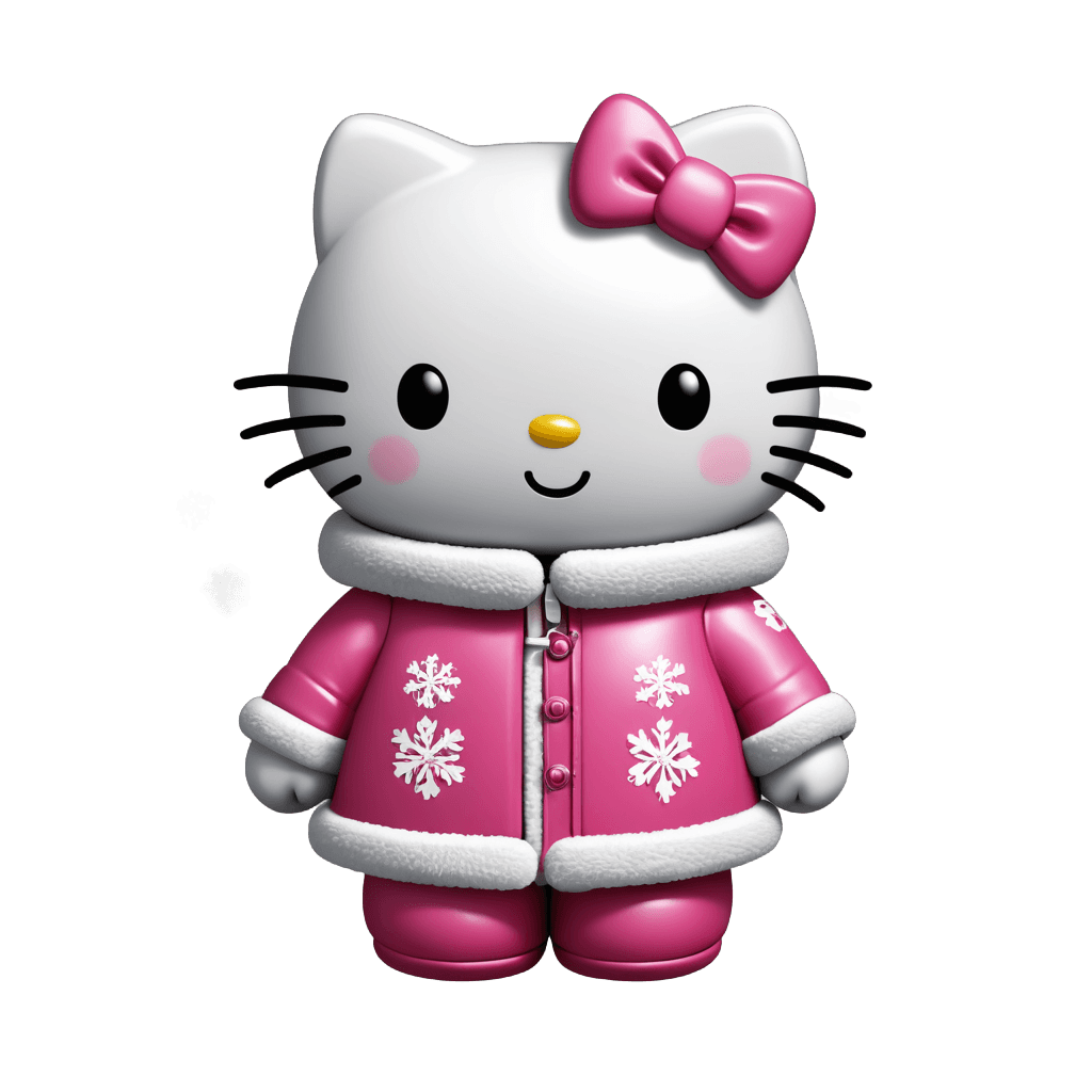 Hello Kitty，Hello Kitty 冬季 PNG，可爱！C4D，粉红色标志性人物，可爱的卡通人物，可爱的玩具