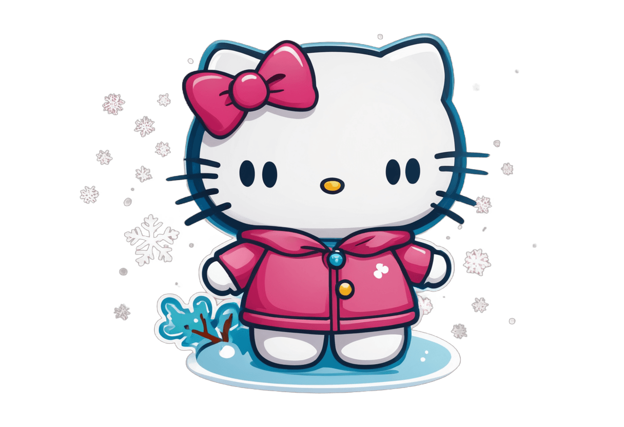 hello kitty,kitty,snowy,cute character,cute cat,cute cartoon style