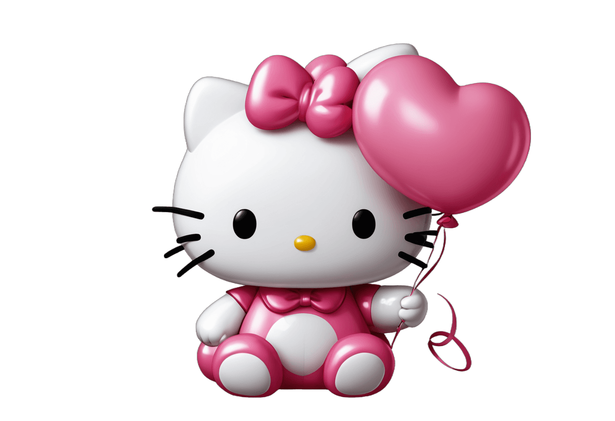 hola gatito,hola gatito con globo png transparente,globo,lindo personaje de dibujos animados,gato kawaii,gato antropomórfico