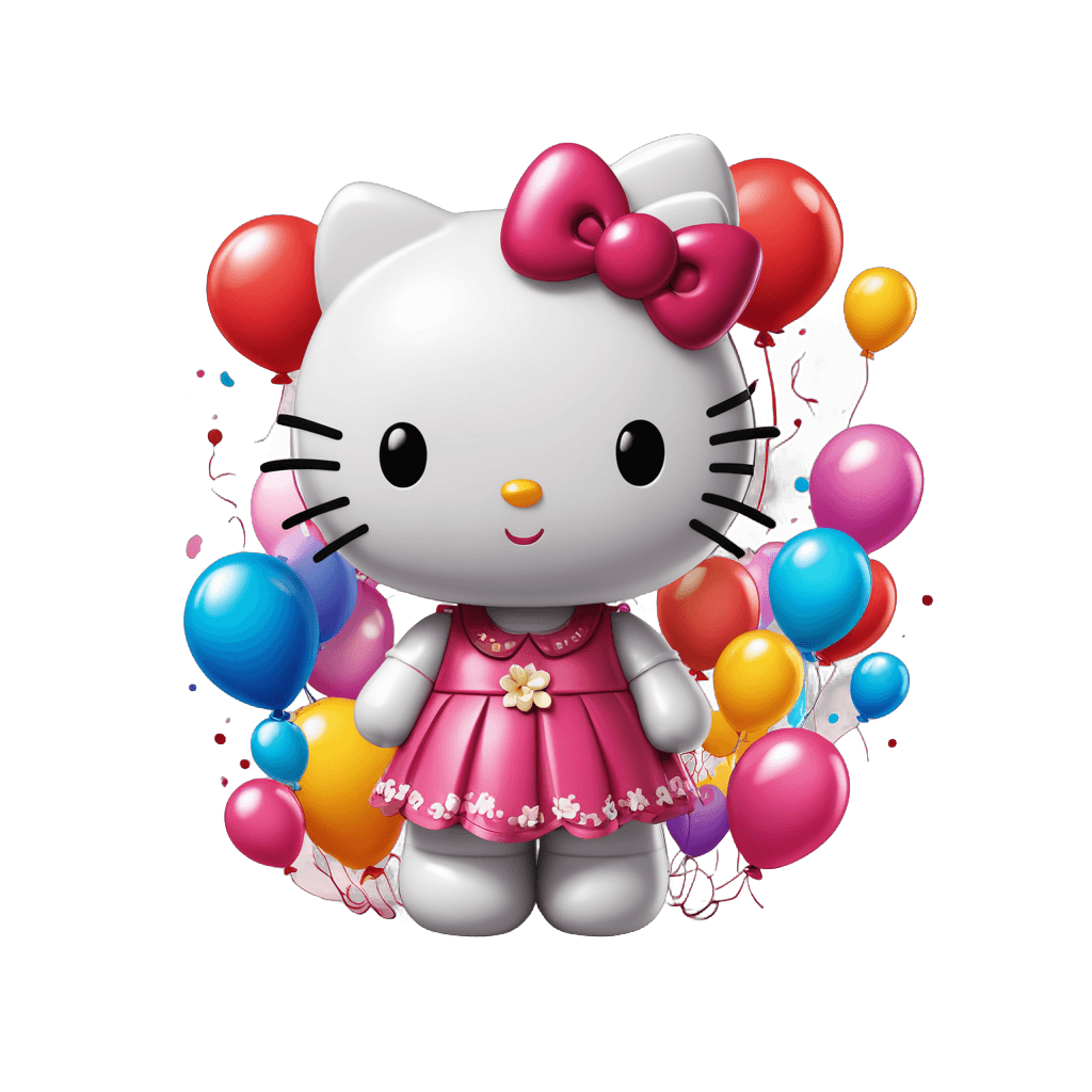 hello kitty,hello kitty with balloons png,balloon,sanrio,anthropomorphic female cat,cartoonish cute