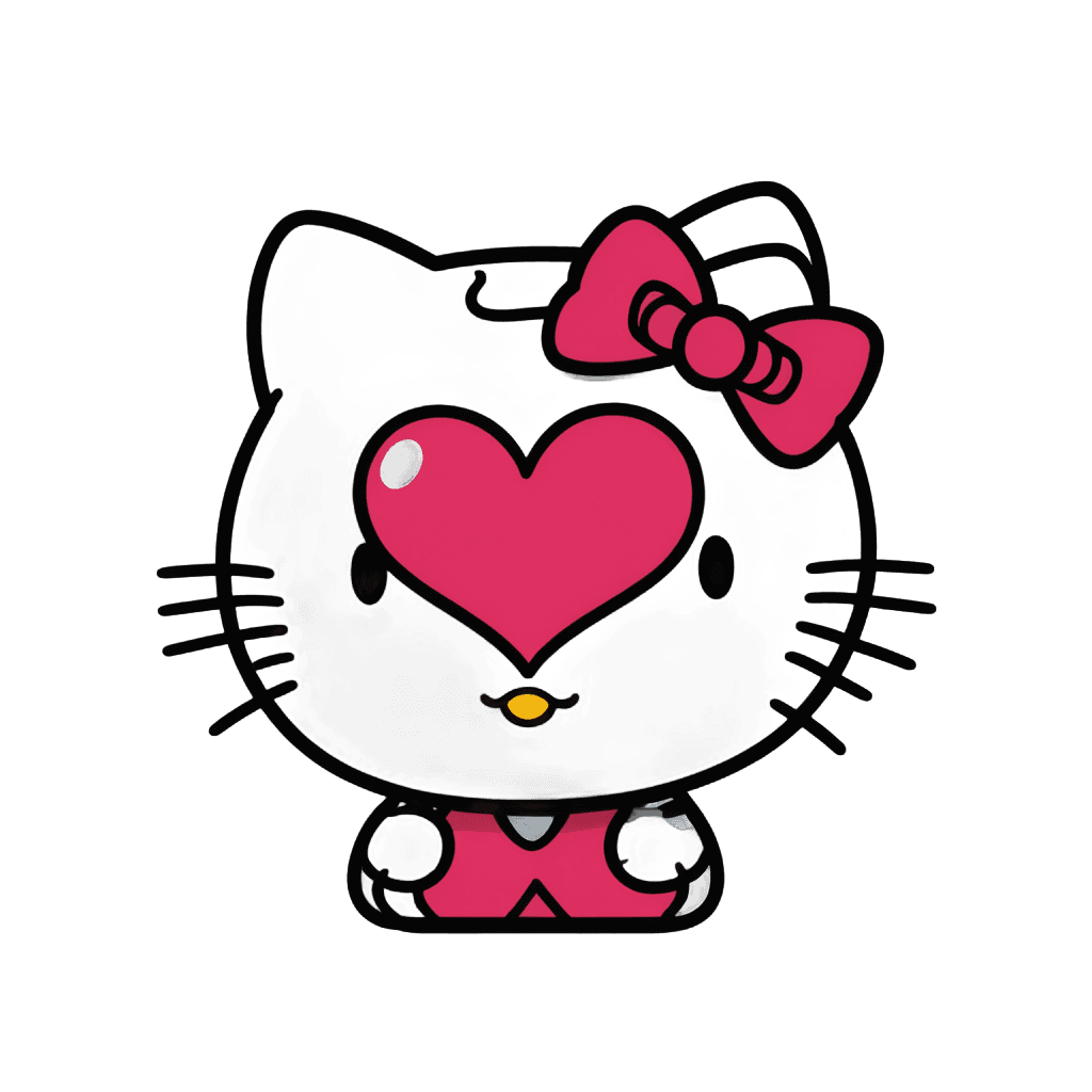 ¡Hola gatito,Hola gatito con corazón png,Sanrio,lindo! C4D, lindo personaje de dibujos animados, símbolo de corazones