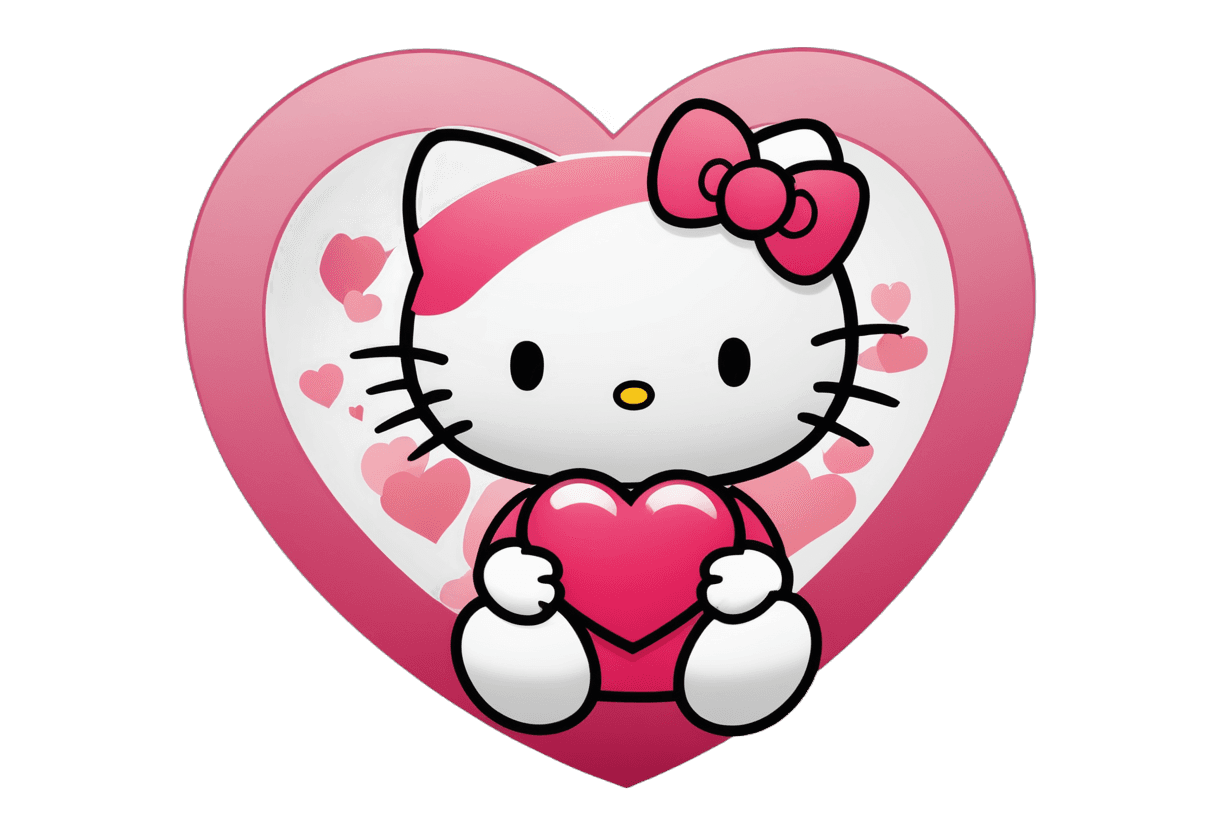 Hello Kitty，Hello Kitty with Heart PNG文件，Hearts Symbol，Kitty，Heart，Many Hearts