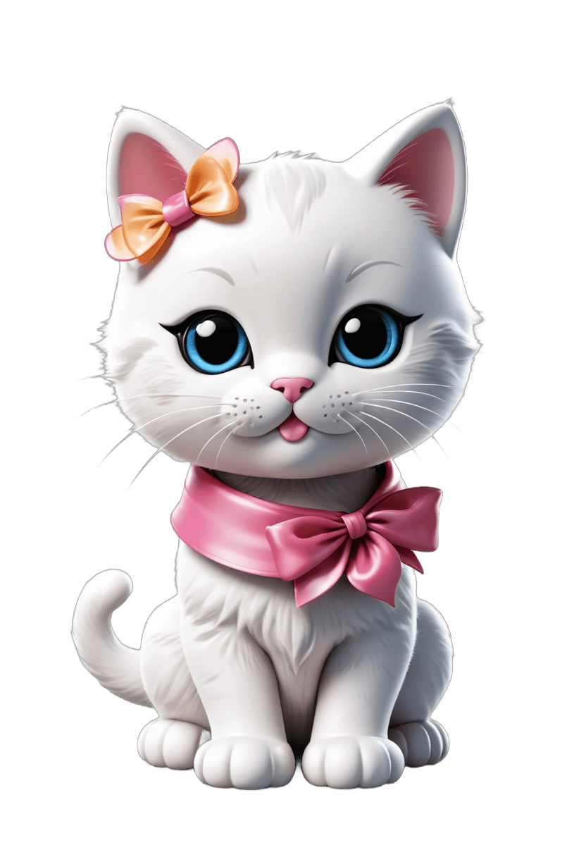 hello kitty,white cat,cute cat,disney stylized furry,a cute cat,cute cartoon