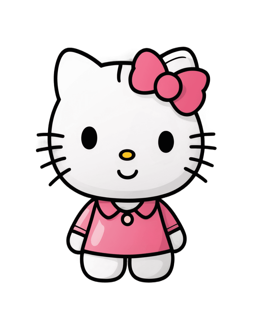 hello kitty,anthropomorphic female cat,pink iconic character,kawaii cat,anthropomorphic character,game character