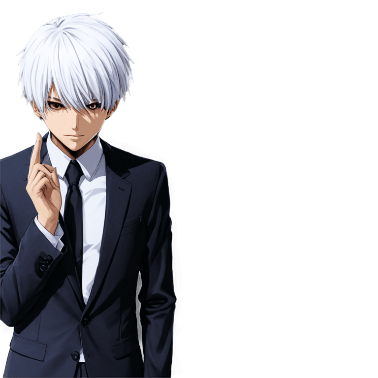 ken kaneki hair png A young man wearing a suit and tie