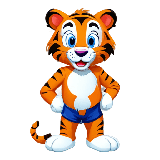 tigre, ((tigre)), mascota de cuerpo completo, tigre antropomórfico, peludo estilizado de Disney, toon - sombreado