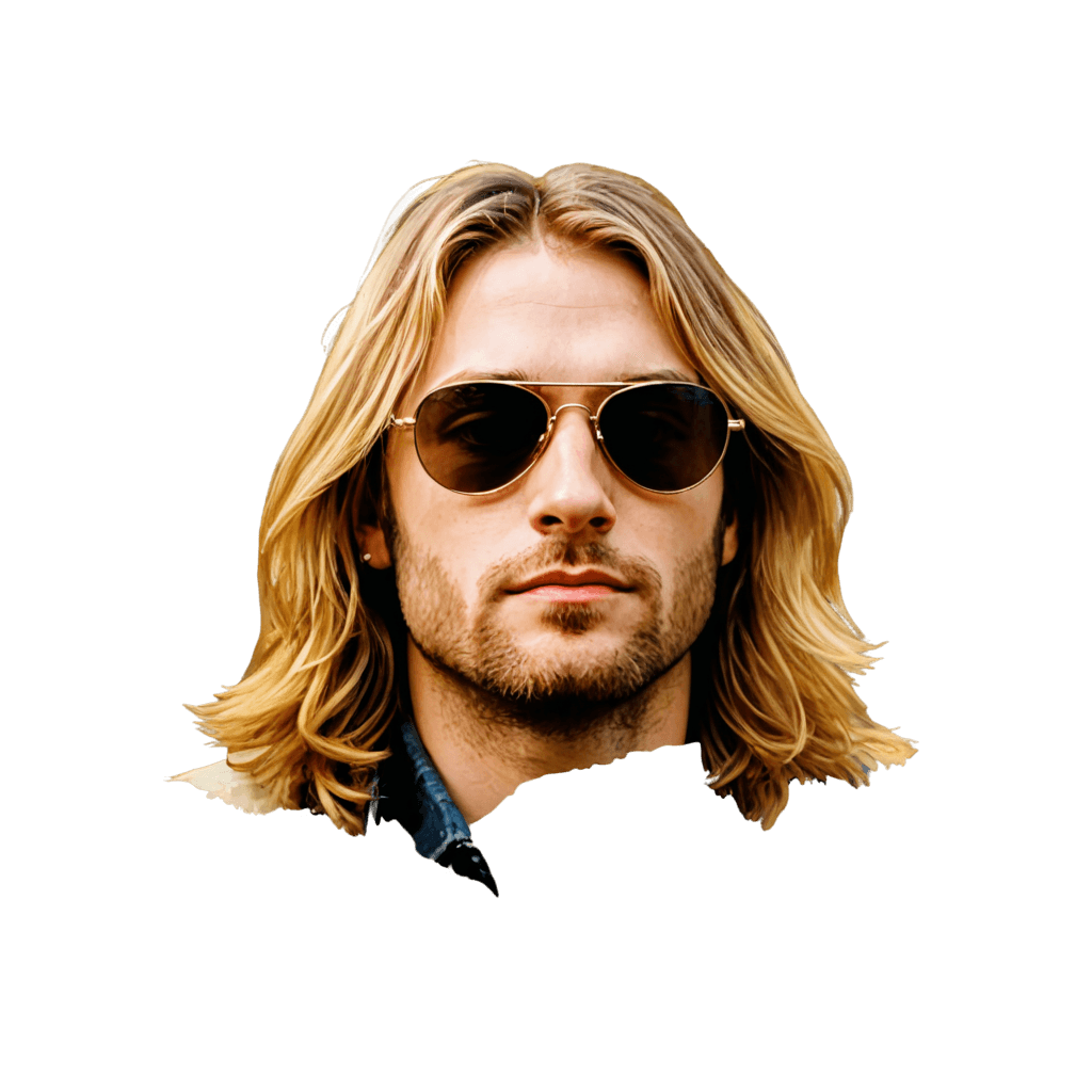 gafas de sol, gafas de sol kurt cobain png, kurt cobain, pelo largo rubio, pelo rubio largo, bryce 3d