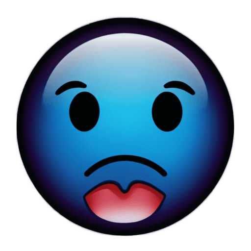 lick emoji png transparent background A blue face with red lips and a sad expression