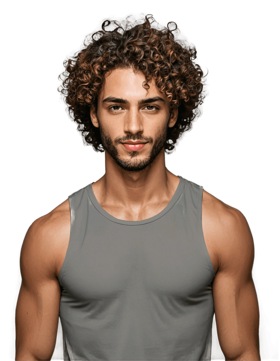 male curly hair drawing png A man with curly hair posing for a picture