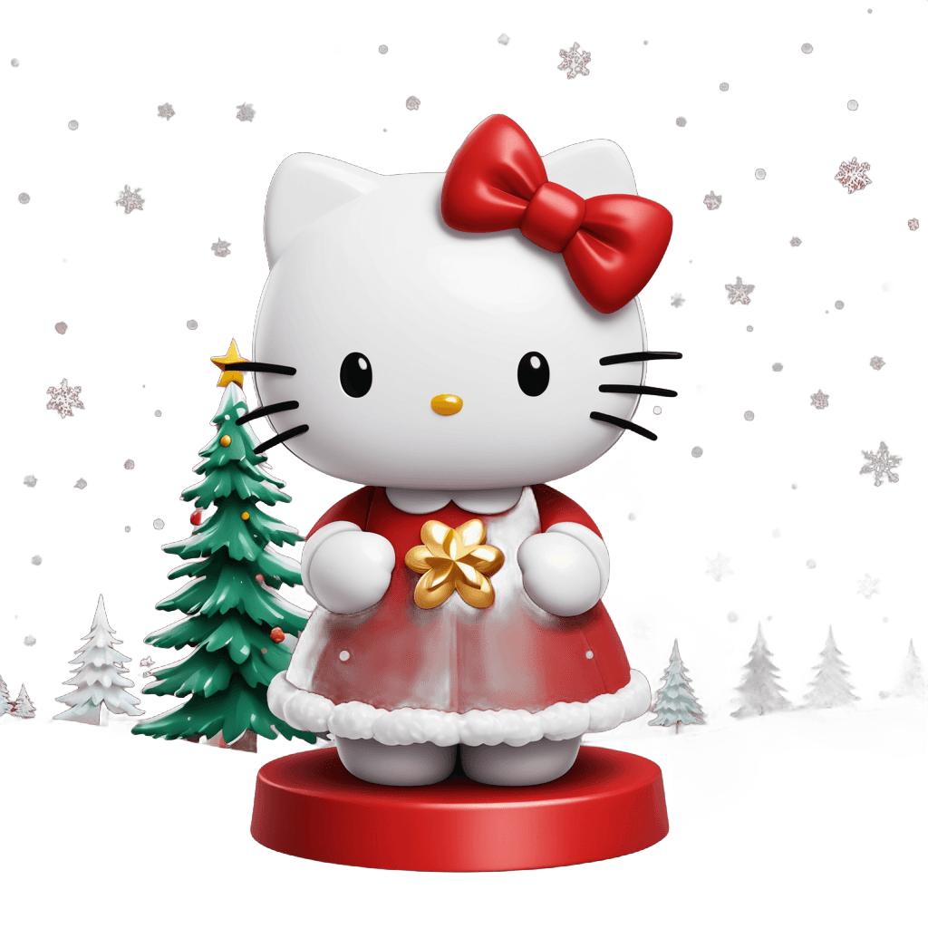 Hello Kitty，圣诞快乐 Hello Kitty 圣诞 png，三丽鸥饰品，乙烯基玩具小雕像，可爱！C4D，小猫