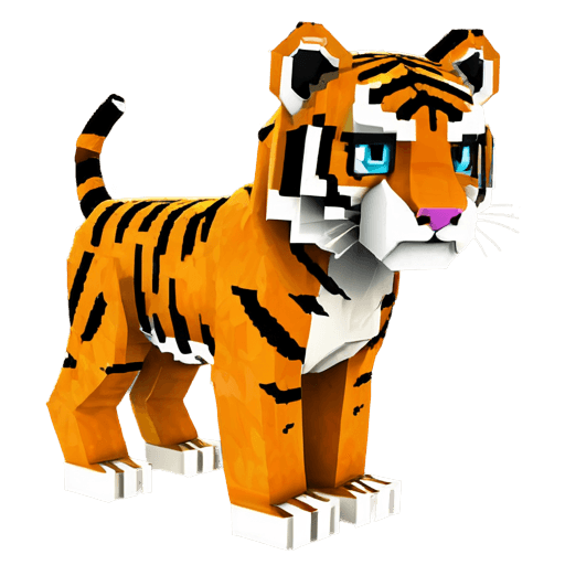 tiger,tiger skin,anthropomorphic tiger,sacred tiger,voxel,a tiger