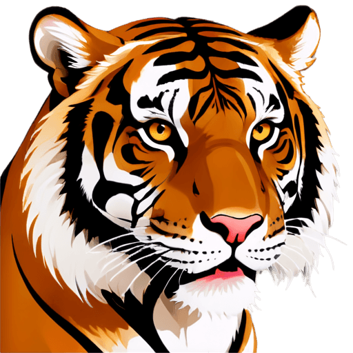 tiger,neotraditional tiger design png,anthropomorphic tiger,highly detailed animal,game icon,ios app icon