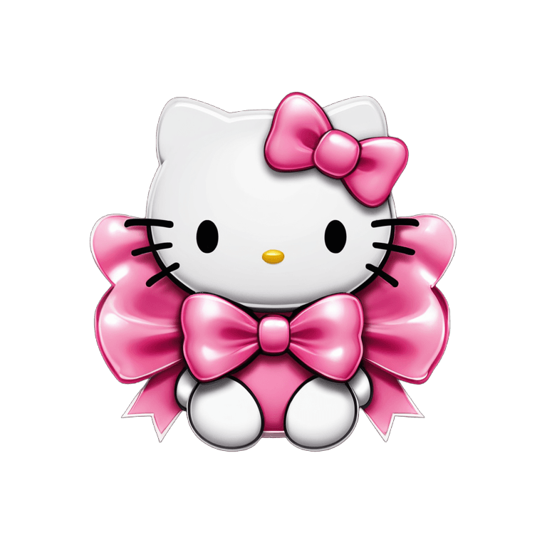 Hello Kitty，粉红色的Hello Kitty蝴蝶结png，蝴蝶结，蝴蝶结，拟人化的母猫，可爱！C4D的