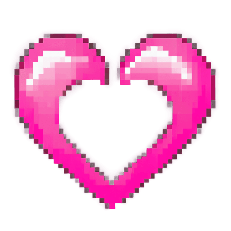 pixel heart pink png Pink heart pixel art against pink background