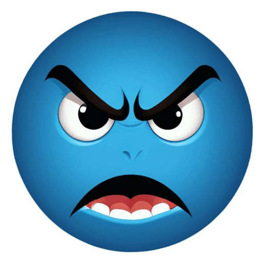 png angry emoji A blue cartoon face looks angry