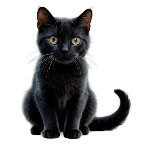 png black gray cat grpahic A black cat with yellow eyes sits on a dark background