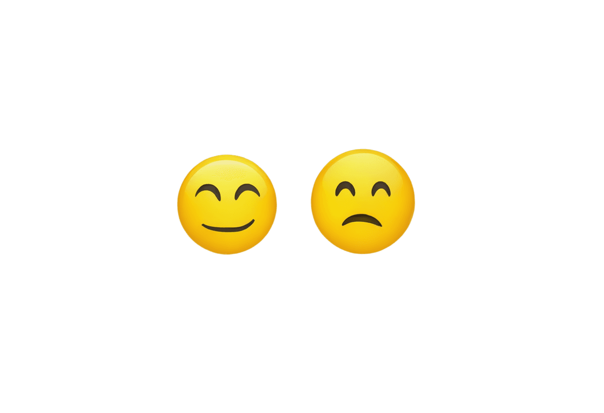 png decreasing emoji Two sad smiley faces on a yellow background