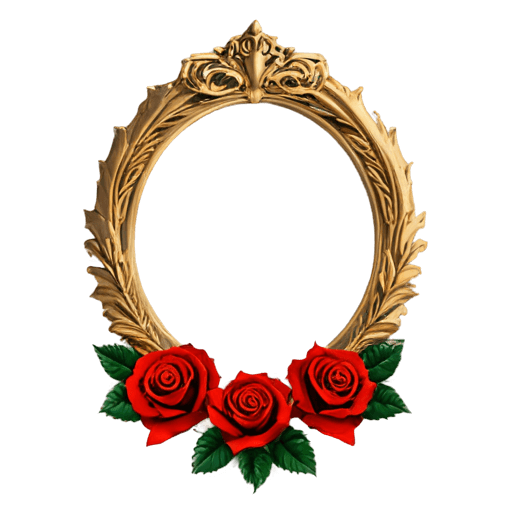 rose crest png A gold frame with roses and leaves