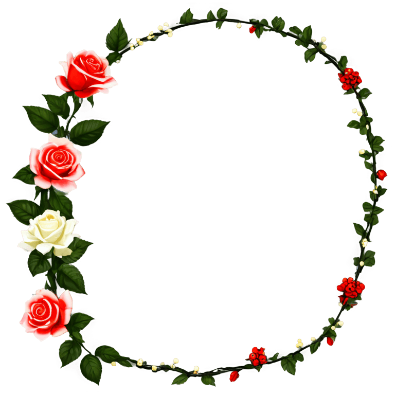 rose garland png black and white A wreath of roses and berries