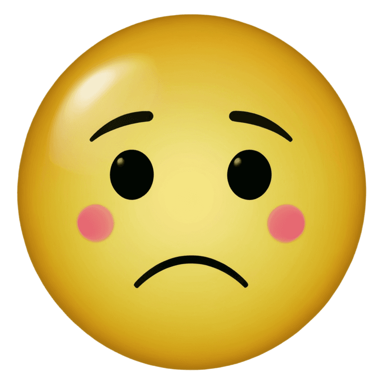 sad emoji png free Yellow sad face with pink cheeks and nose