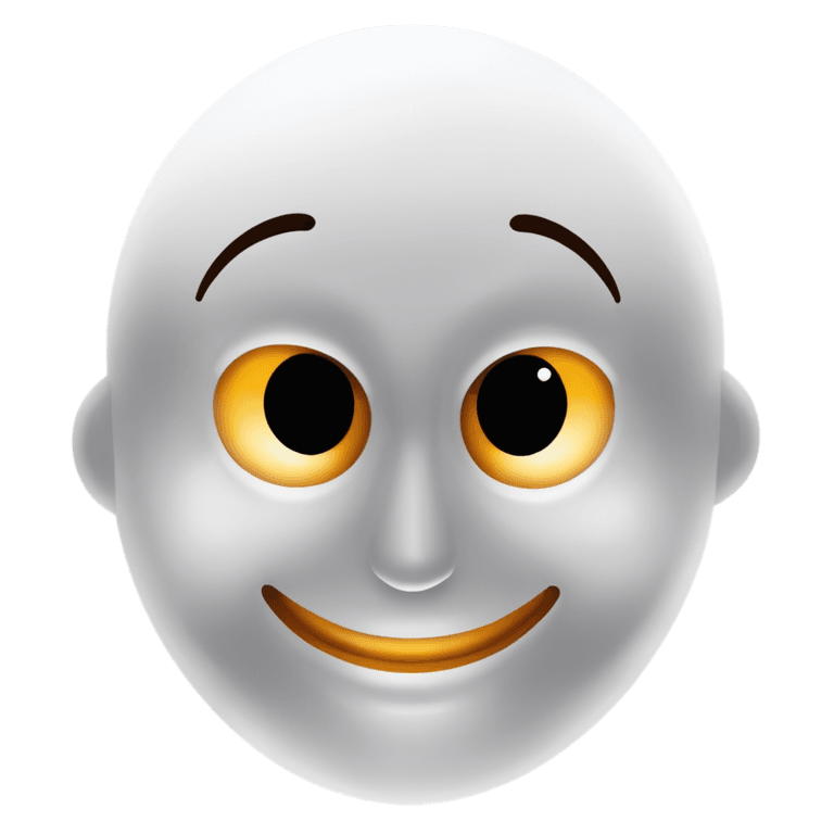 scheming emoji png A white emoticon face with yellow eyes and a smile