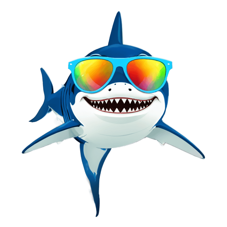 sunglasses,shark with rainbow sunglasses png,dating app icon,app icon,anthropomorphic shark,ios app icon