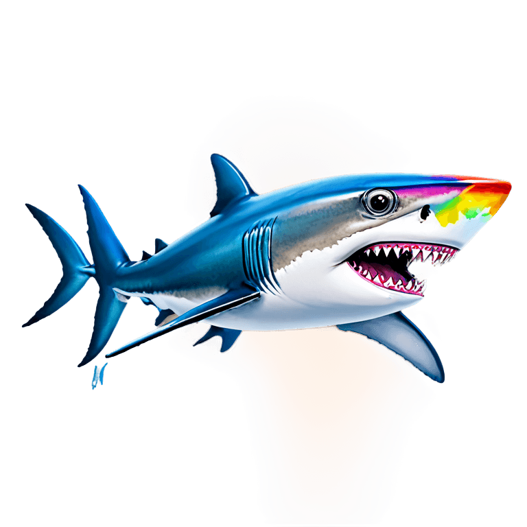 shark with rainbow sunglasses png A shark with rainbow teeth and a rainbow tail