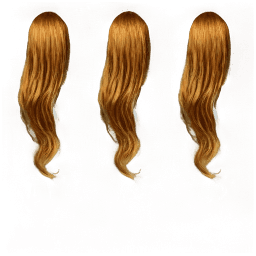 sixnine hair png Three wavy blonde hair strands on a brown background