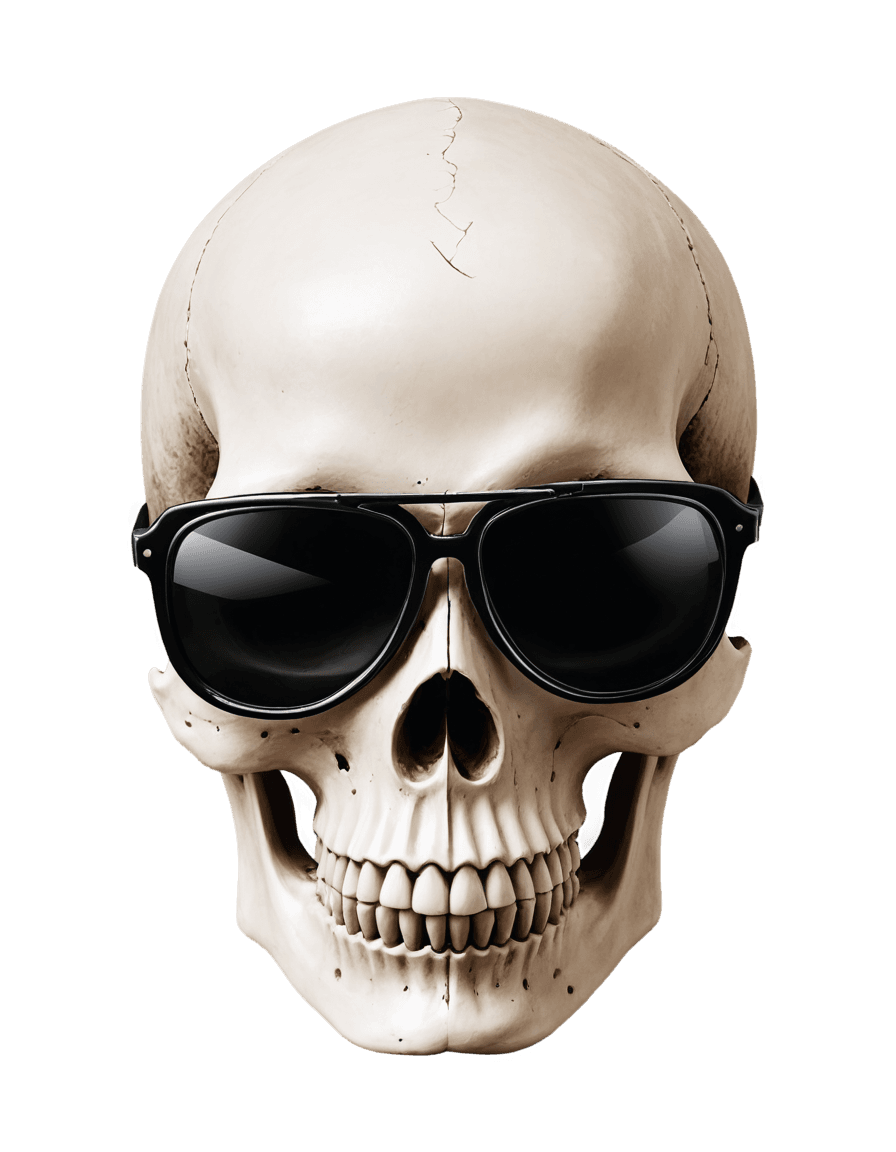 sunglasses,death skull,xray hd,skull bust,half skull face,spooky cartoon skull