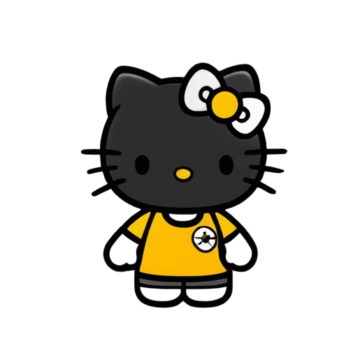 Hello Kitty,Steelers Hello Kitty PNG,Mascota Deportiva,Gato Antropomórfico Hembra,Mascota,Mascota del Equipo Deportivo