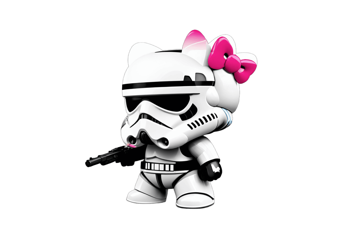 hello kitty,female stormtrooper,stormtrooper,wearing stormtrooper armor!!,(((luke chueh))),starwars