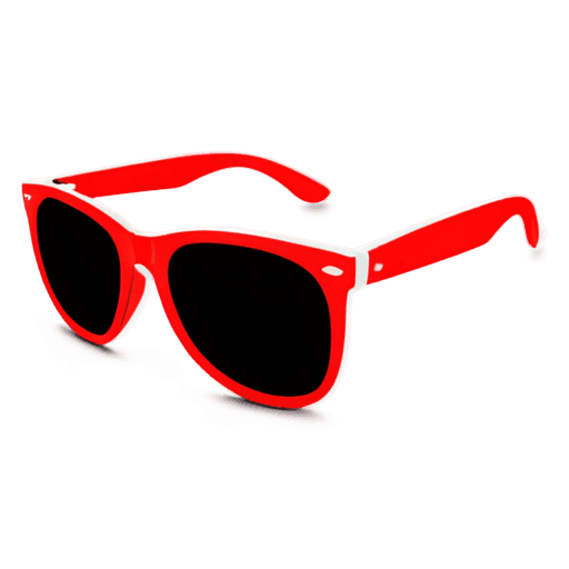 gafas de sol, gafas de sol rojas, fondo rojo fotorrealista, iluminación anaglifa, icono de contraste, neón rojo