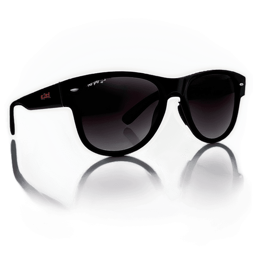 thug life sunglass png Black sunglasses with red logo on white background