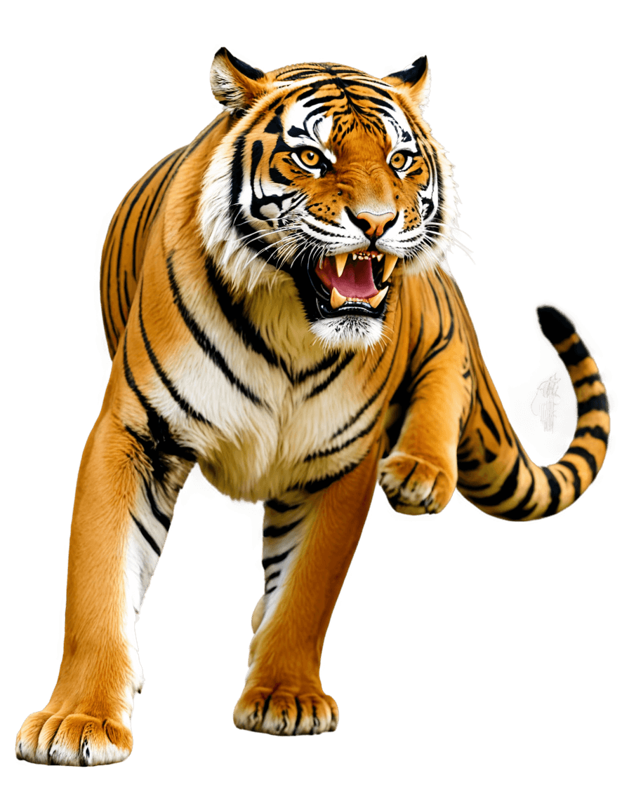 thunder tiger png tattoo japanes tiger A tiger with open mouth and long tail