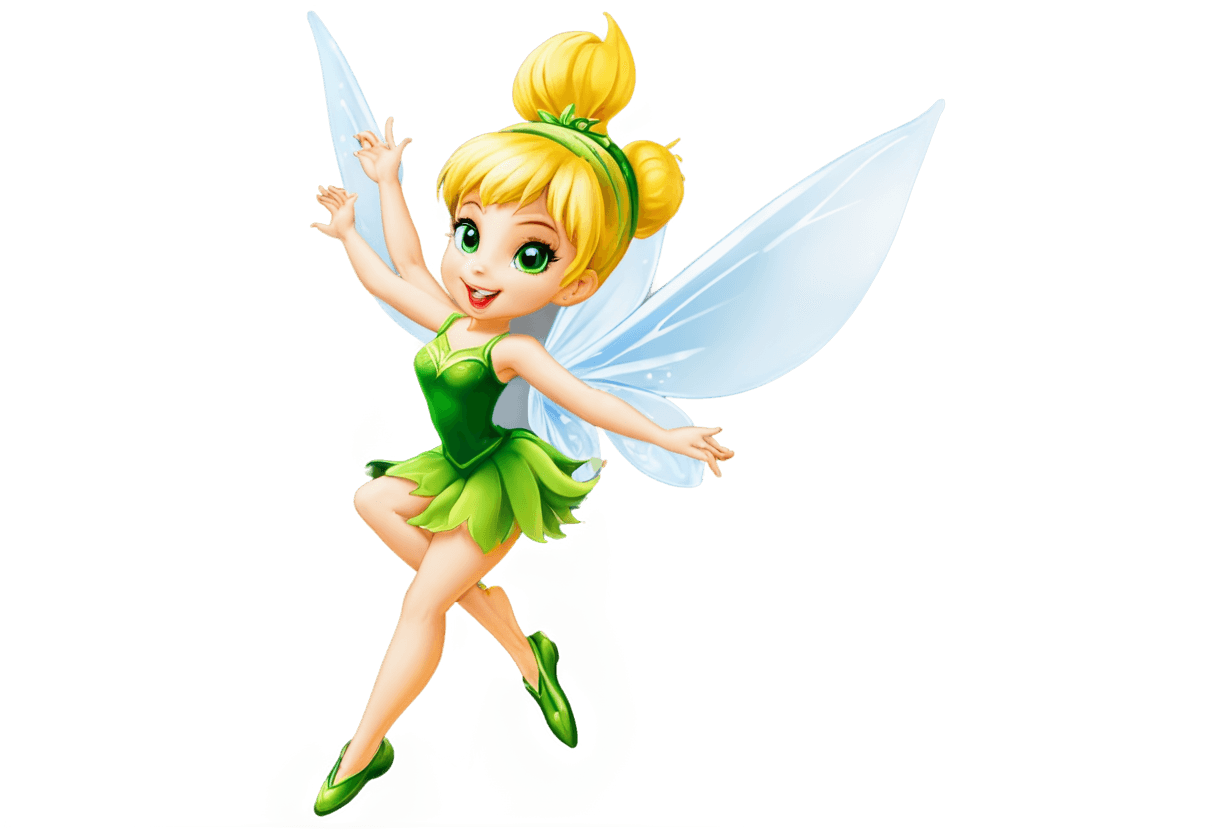 tinkerbell emoji png A cartoon fairy with a green outfit and green shoes