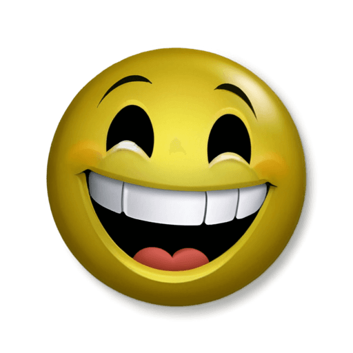 transparent background laughing png emoji A yellow smiley face with a mouth and teeth