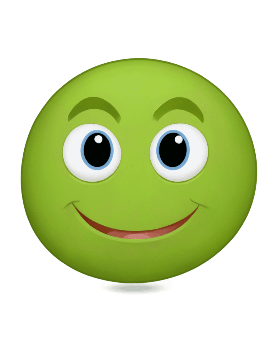 ugly custom discord emoji png A green face with a smile and blue eyes