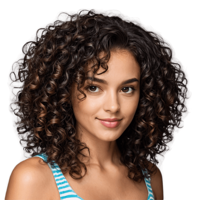 vector curly hair png A young girl with curly hair is posing for the camera