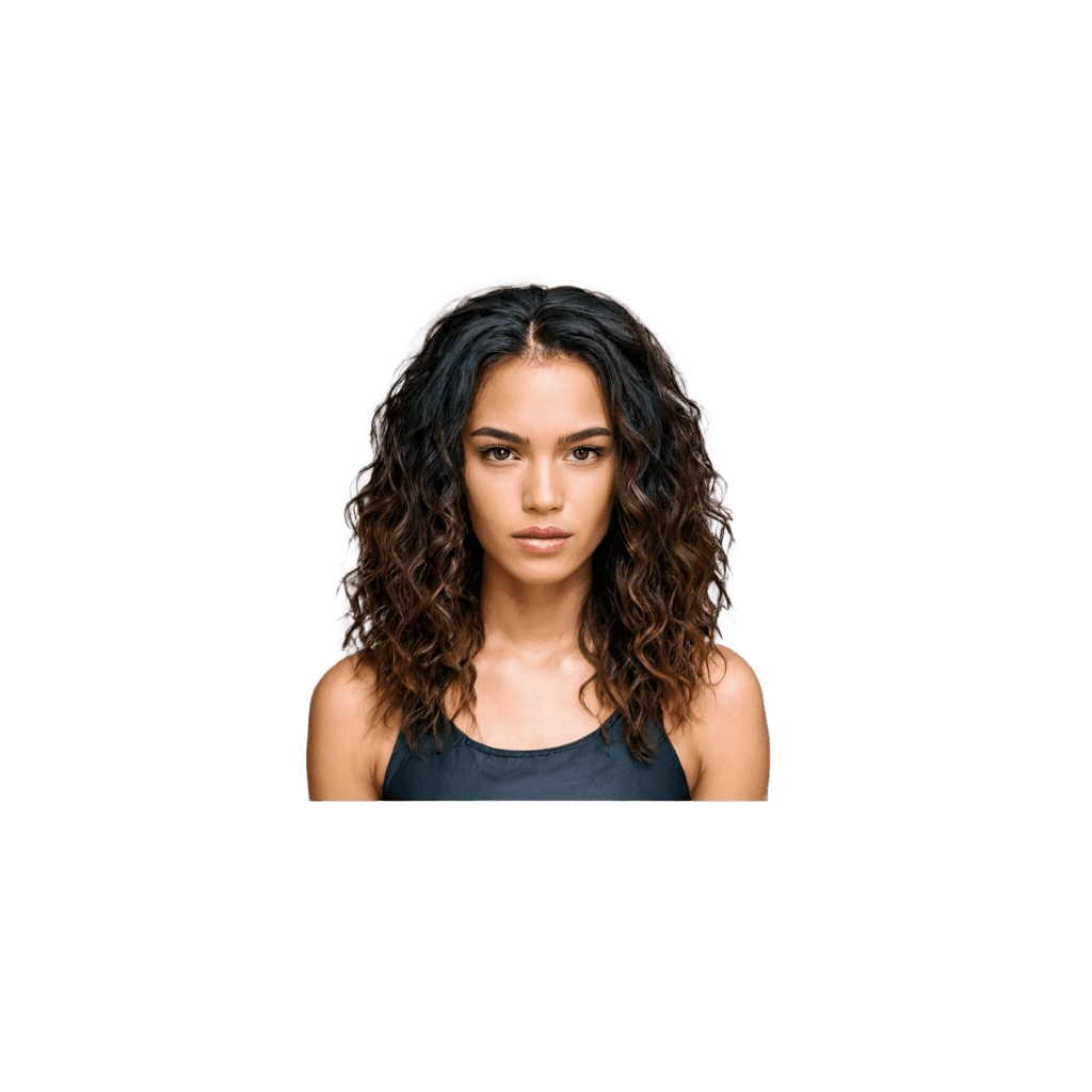 wash hair png A brunette girl in a black tank top