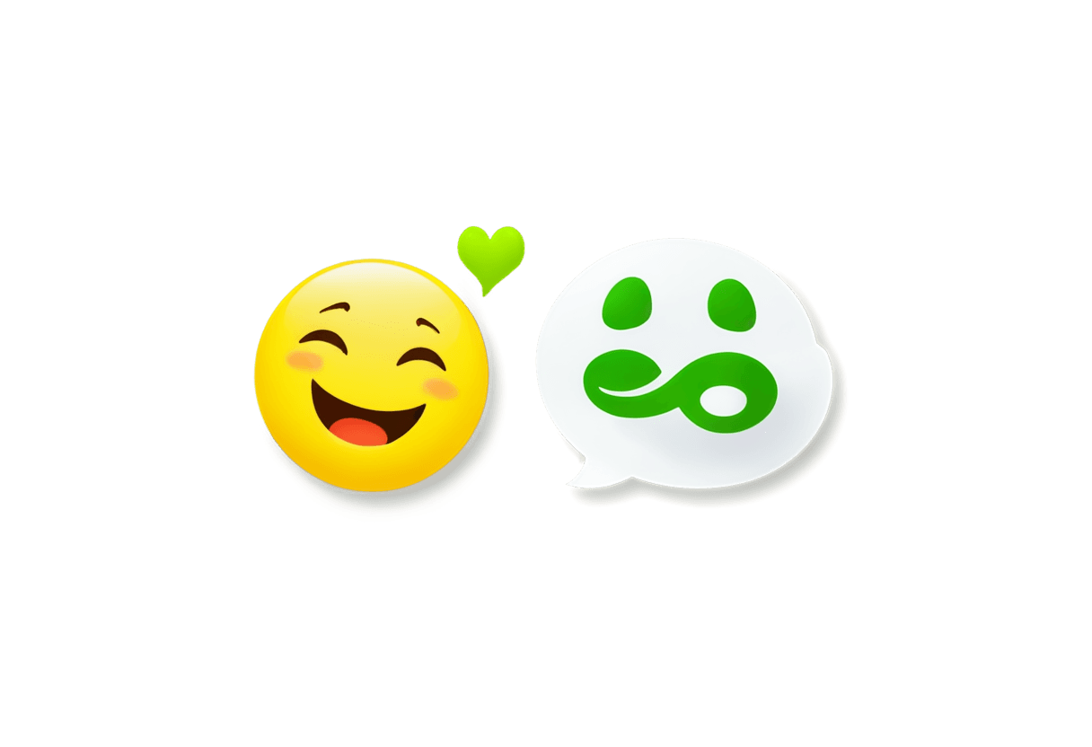 wechat emojis png Two emoticons with green hearts and a sad face