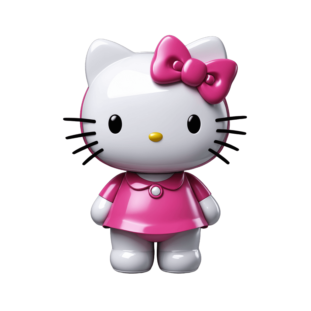 Hello Kitty, XL Hello Kitty PNG, figura de juguete de vinilo, gatito, lindo robot humanoide, personaje icónico rosa