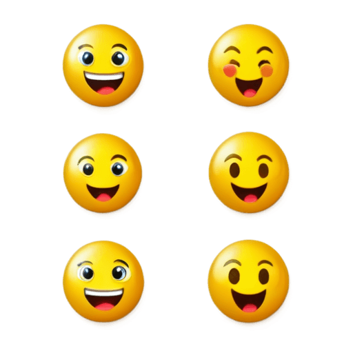 xxx emojis 11 transparent png Six yellow emoticons in a row