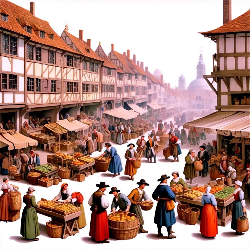 17th Century - a depiction of a bustling marketplace