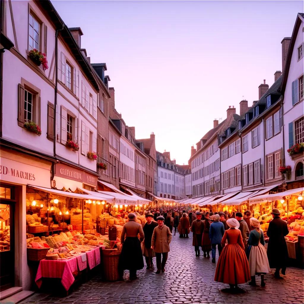 18th century European town street at dusk